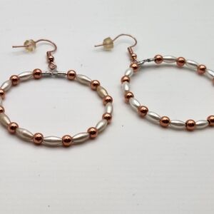 Rose Gold And Pearl Hoops